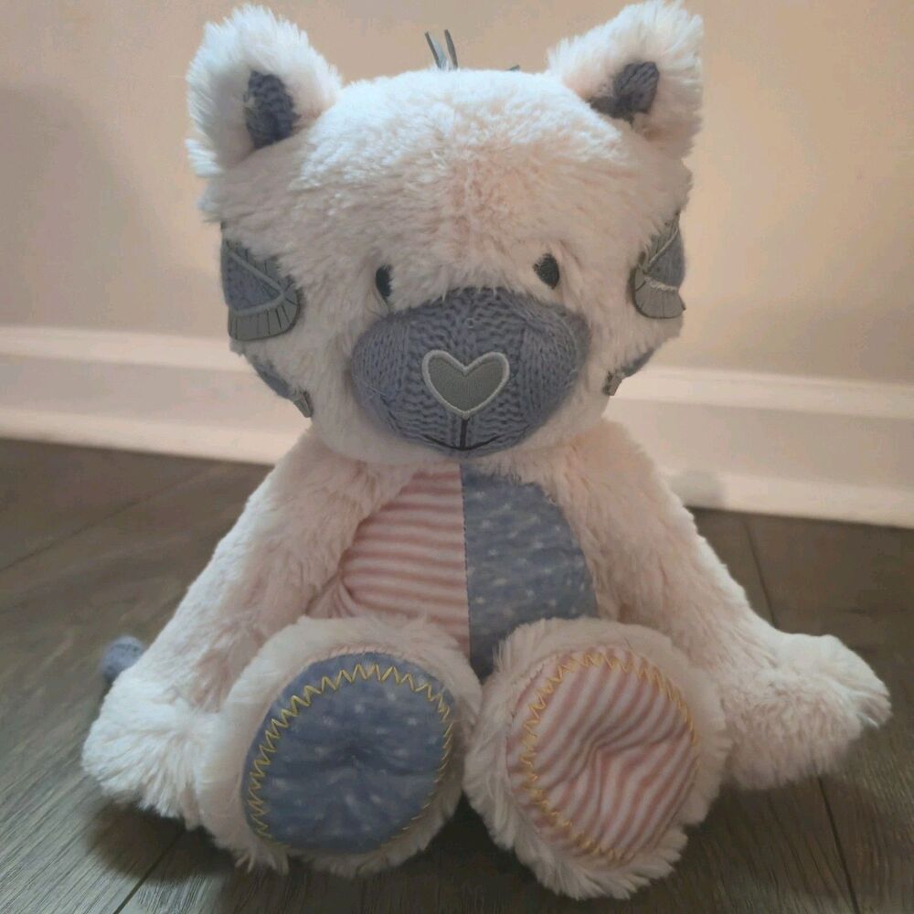 DEMDACO Oddball Kitty Cat Plush 13" Patchwork Knit Striped Dot Stuffed Animal